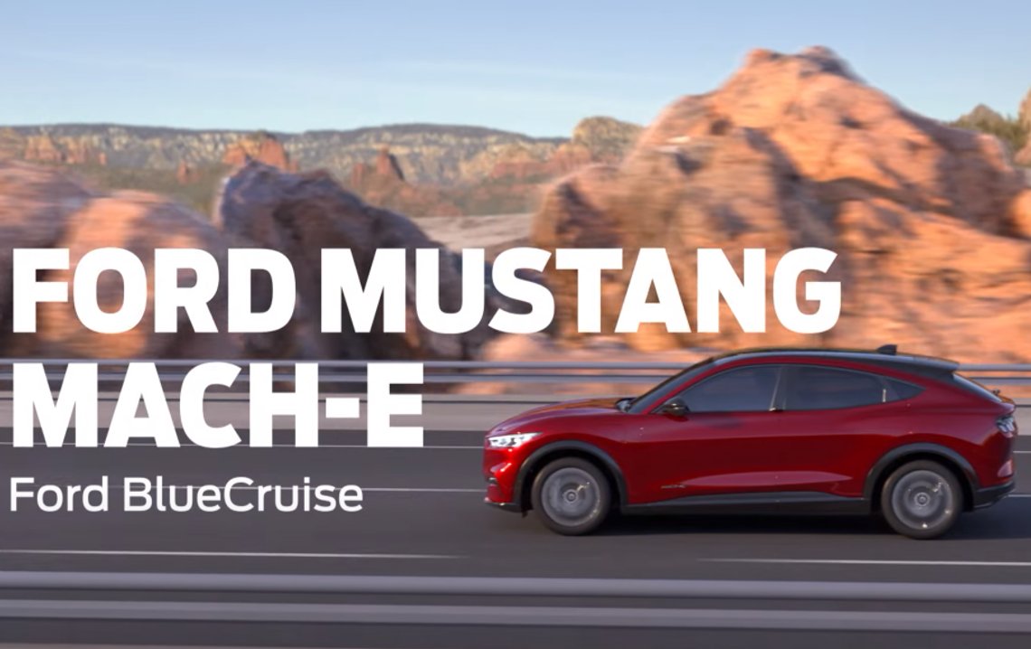 Skjermbilde, YouTube. Ford UK: About Ford BlueCruise, Mustang Mach-E. Skjermbilde, YouTube. Ford UK: About Ford BlueCruise, Mustang Mach-E.