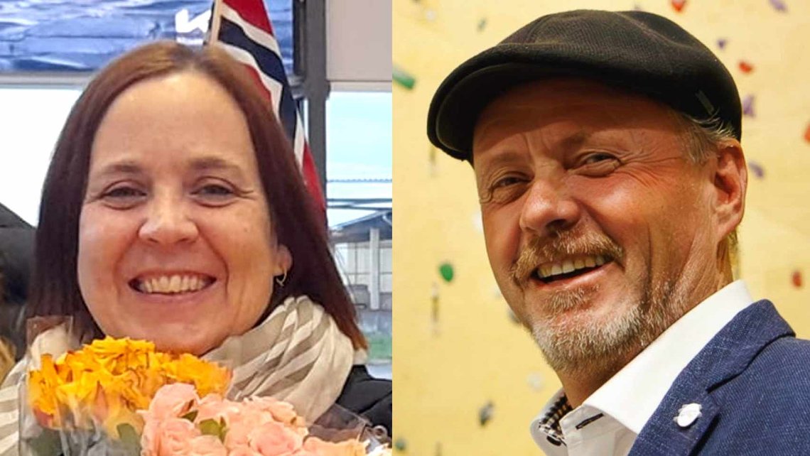 Ann Jorun Hillersøy, leder i INP (t.v.) og Owe Ingemann Waltherzøe, leder i DNI. (Foto: Montasje/Facebook) Tidligere og nåværende leder i INP