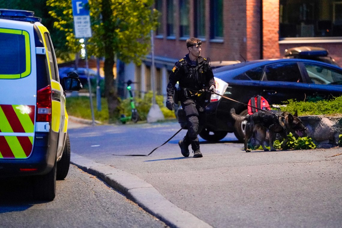 Oslo 20240508.
Politiet leter etter gjerningsperson, etter at en person ble alvorlig skadd etter knivstikking i nærheten av Vår frelsers gravlund i Oslo onsdag kveld.
Foto: Terje Pedersen / NTB Oslo 20240508.
Politiet leter etter gjerningsperson, etter at en person ble alvorlig skadd etter knivstikking i nærheten av Vår frelsers gravlund i Oslo onsdag kveld.
Foto: Terje Pedersen / NTB