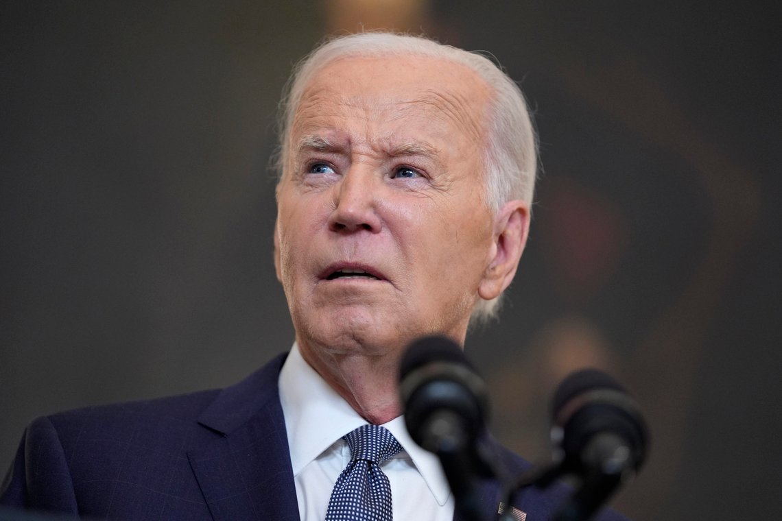 President Joe Biden delivers remarks on the verdict in former President Donald Trump's hush money trial and on the Middle East, from the State Dining Room of the White House, Friday, May 31, 2024, in Washington. (AP Photo/Evan Vucci) President Joe Biden delivers remarks on the verdict in former President Donald Trump's hush money trial and on the Middle East, from the State Dining Room of the White House, Friday, May 31, 2024, in Washington. (AP Photo/Evan Vucci)