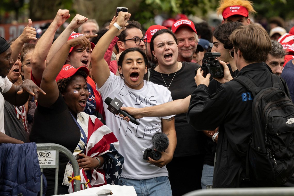 Supporters of Republican presidential candidate and former President Donald Trump gather ahead of a campaign rally in the Bronx borough of New York, Thursday, May. 23, 2024, in New York. (AP Photo/Yuki Iwamura) Supporters of Republican presidential candidate and former President Donald Trump gather ahead of a campaign rally in the Bronx borough of New York, Thursday, May. 23, 2024, in New York. (AP Photo/Yuki Iwamura)