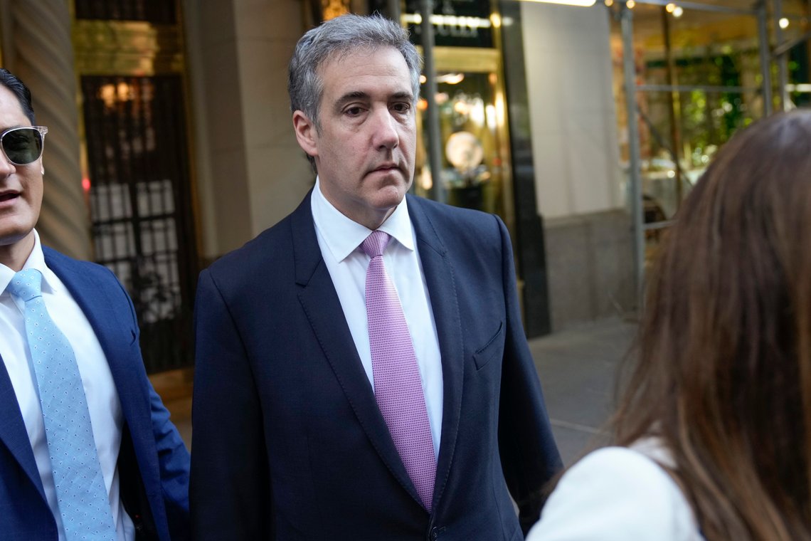 Michael Cohen leaves his apartment building on his way to Manhattan criminal court in New York, Monday, May 20, 2024. (AP Photo/Seth Wenig) Michael Cohen leaves his apartment building on his way to Manhattan criminal court in New York, Monday, May 20, 2024. (AP Photo/Seth Wenig)