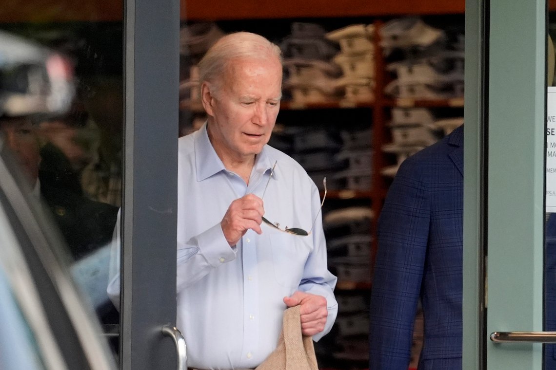 President Joe Biden leaves a Jos. A. Bank men's clothing store in Greenville, Del., Saturday, May 25, 2024. (AP Photo/Alex Brandon) President Joe Biden leaves a Jos. A. Bank men's clothing store in Greenville, Del., Saturday, May 25, 2024. (AP Photo/Alex Brandon)