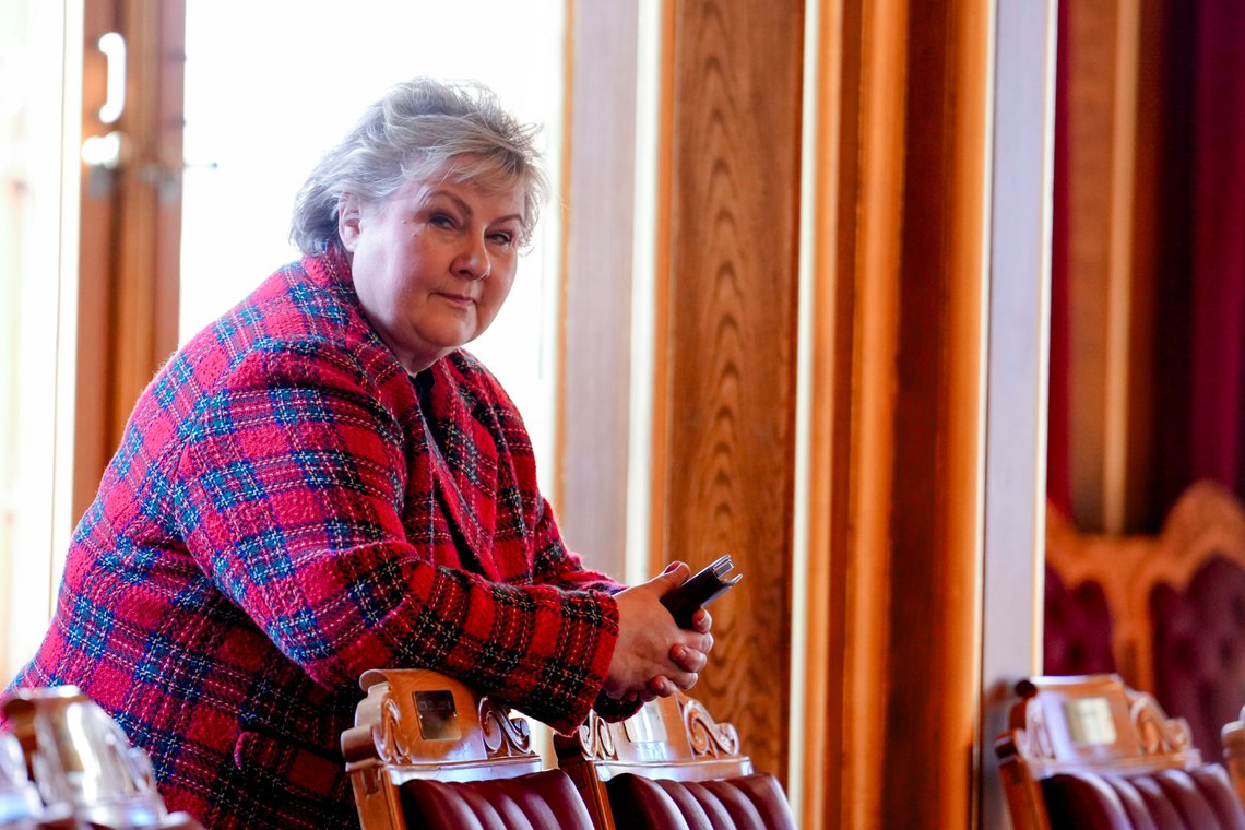 Oslo 20240305.
Erna Solberg (H) i stortingssalen i forbindelse med behandlingen av habilitetssakene
Foto: Javad Parsa / NTB Oslo 20240305.
Erna Solberg (H) i stortingssalen i forbindelse med behandlingen av habilitetssakene
Foto: Javad Parsa / NTB