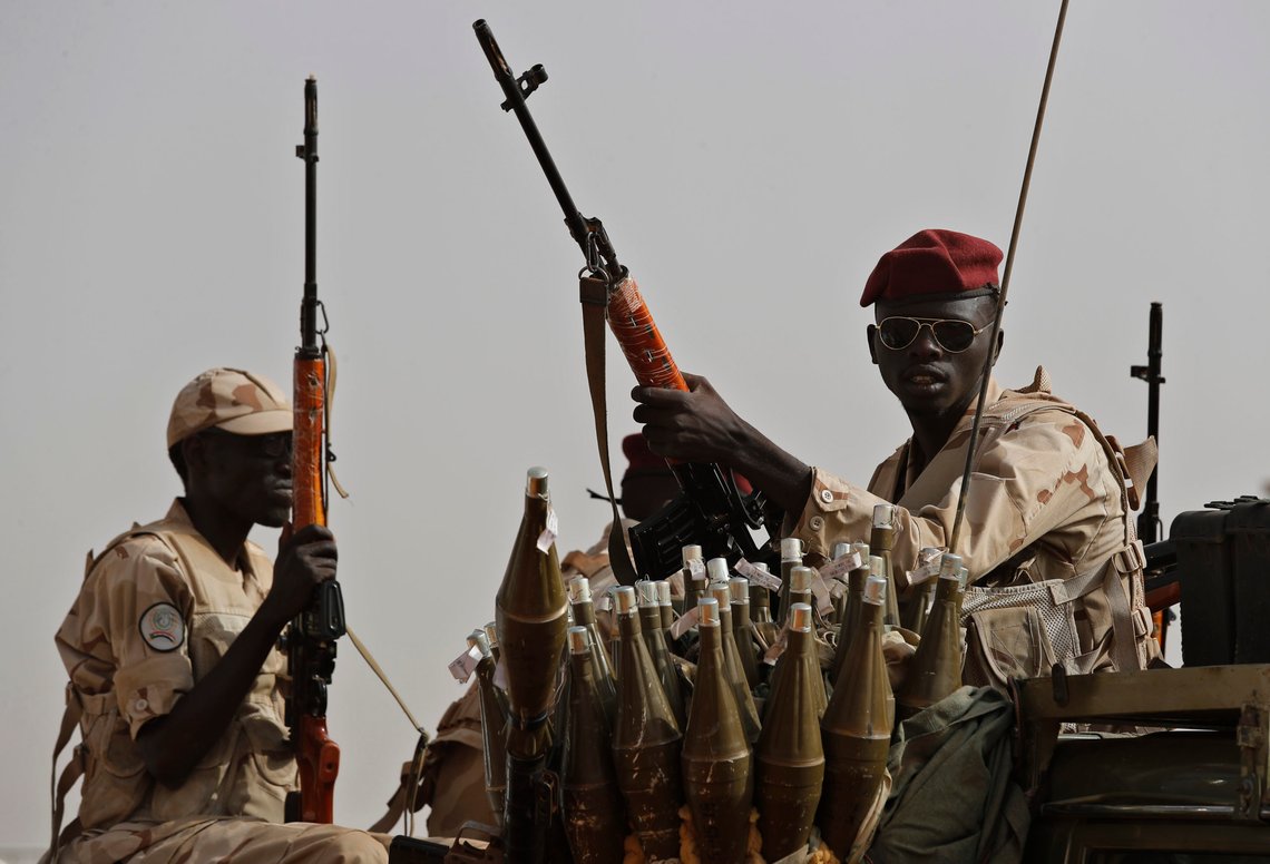 FILE - Sudanese soldiers from the Rapid Support Forces unit, led by Gen. Mohammed Hamdan Dagalo, the deputy head of the military council, secure the area where Dagalo attends a military-backed tribe's rally, in the East Nile province, Sudan, on June 22, 2019. Human rights experts working for the United Nations on Wednesday, June 26, 2024 accused Sudan’s warring parties of using starvation as a war weapon, amid mounting warnings about imminent famine in the African nation. Sudan plunged into chaos in April last year when simmering tensions between the country’s military and a notorious paramilitary group, the Rapid Support Forces, exploded into open fighting in the capital, Khartoum and elsewhere in the country. (AP Photo/Hussein Malla, File) FILE - Sudanese soldiers from the Rapid Support Forces unit, led by Gen. Mohammed Hamdan Dagalo, the deputy head of the military council, secure the area where Dagalo attends a military-backed tribe's rally, in the East Nile province, Sudan, on June 22, 2019. Human rights experts working for the United Nations on Wednesday, June 26, 2024 accused Sudan’s warring parties of using starvation as a war weapon, amid mounting warnings about imminent famine in the African nation. Sudan plunged into chaos in April last year when simmering tensions between the country’s military and a notorious paramilitary group, the Rapid Support Forces, exploded into open fighting in the capital, Khartoum and elsewhere in the country. (AP Photo/Hussein Malla, File)