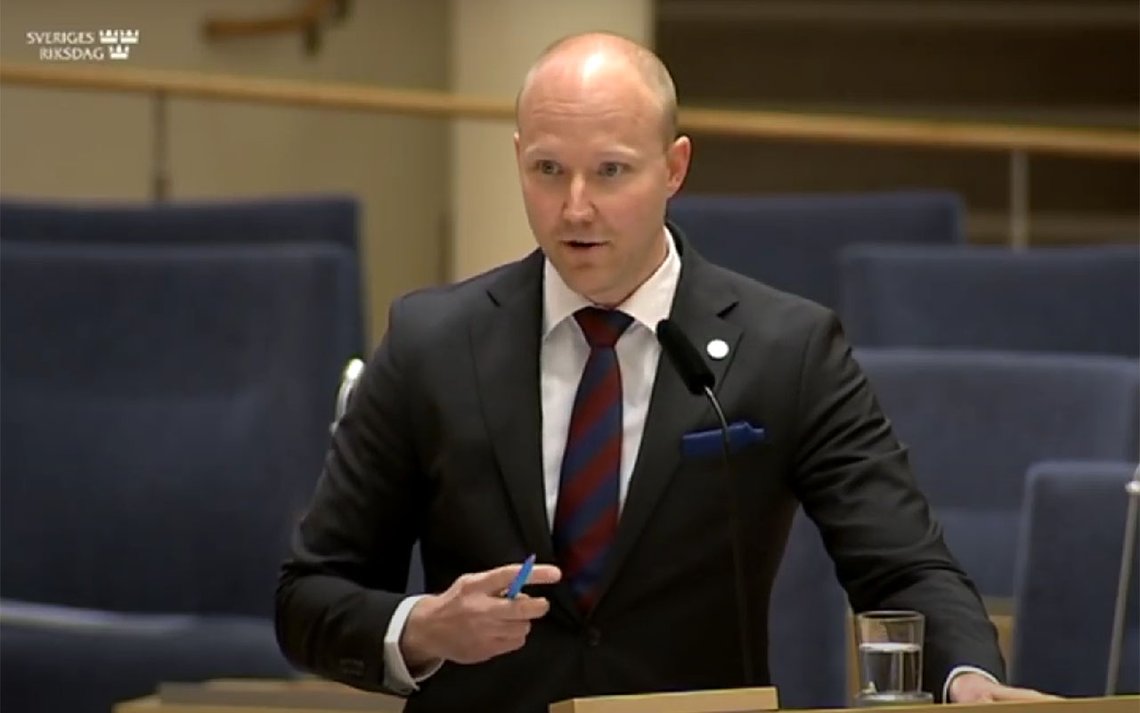 Ludvig Aspling fra Sverigedemokratene. Videoklipp fra YouTube Ludvig Aspling fra Sverigedemokratene. Videoklipp fra YouTube