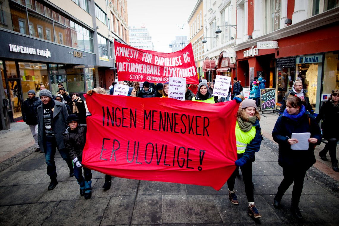 Demonstrasjon for papirløse flyktninger I Norge i 2011.
Foto: Kyrre Lien / NTB Demonstrasjon for papirløse flyktninger I Norge i 2011.
Foto: Kyrre Lien / NTB