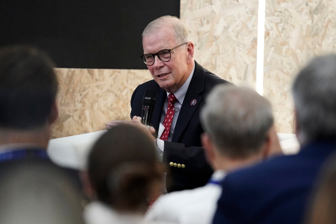 Rep. Tim Walberg, R-Mich., speaks during an event at the COP28 U.N. Climate Summit, Saturday, Dec. 9, 2023, in Dubai, United Arab Emirates. (AP Photo/Joshua A. Bickel) Rep. Tim Walberg, R-Mich., speaks during an event at the COP28 U.N. Climate Summit, Saturday, Dec. 9, 2023, in Dubai, United Arab Emirates. (AP Photo/Joshua A. Bickel)