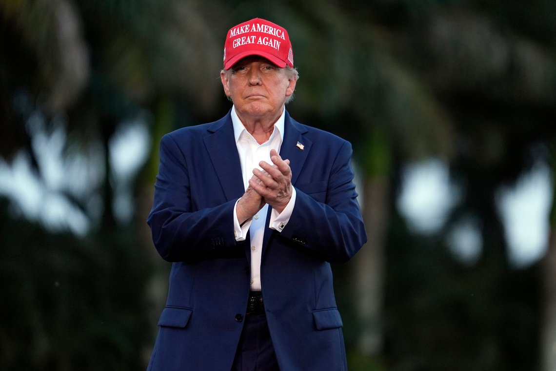 Republican presidential candidate former President Donald Trump arrives for a campaign rally at Trump National Doral Miami, Tuesday, July 9, 2024, in Doral, Fla. (AP Photo/Rebecca Blackwell) Republican presidential candidate former President Donald Trump arrives for a campaign rally at Trump National Doral Miami, Tuesday, July 9, 2024, in Doral, Fla. (AP Photo/Rebecca Blackwell)