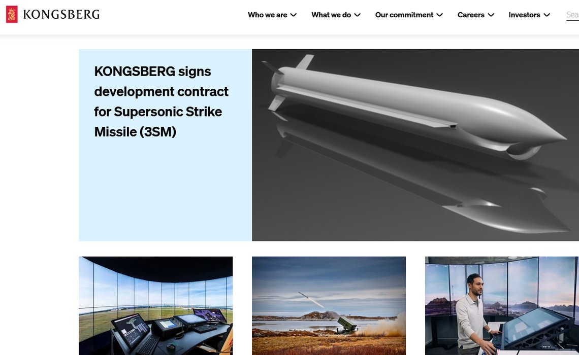 Skjermbilde fra nettsiden Kongsberg.com. Skjermbilde fra nettsiden Kongsberg.com.