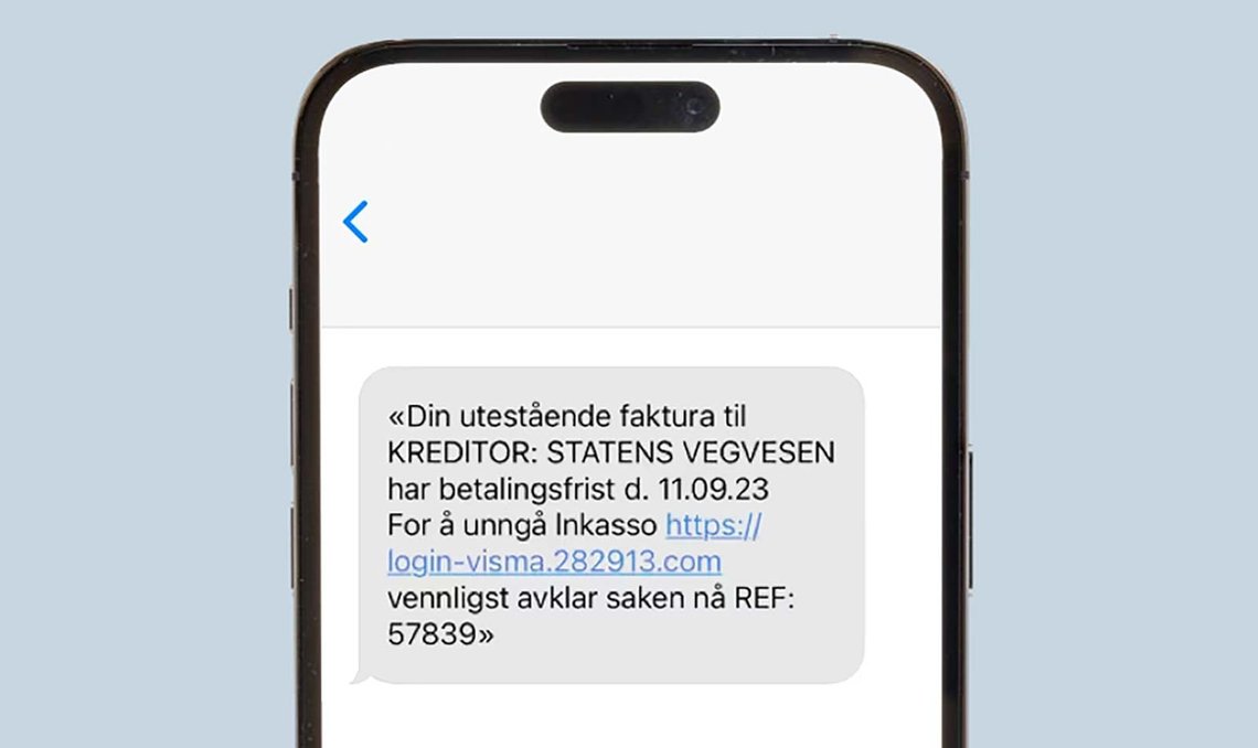 Statens vegvesen er flere ganger blitt misbrukt som «avsender» av svindel-tekstmeldinger. (Ill.: Document) Sms-svindel