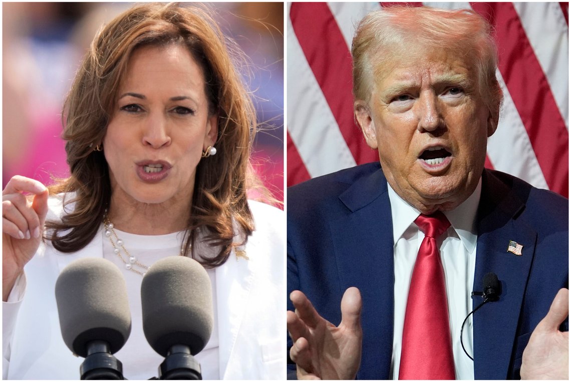 Donald Trump anklager Kamala Harris for å kopiere deler av skattepolitikken hans. Men Harris satser på å vinne valget med «vibber». Foto: Charles Rex Arbogast / AP / NTB Donald Trump anklager Kamala Harris for å kopiere deler av skattepolitikken hans. Men Harris satser på å vinne valget med «vibber». Foto: Charles Rex Arbogast / AP / NTB