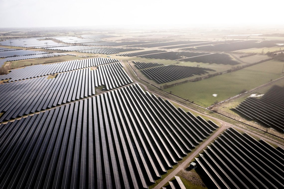 Solar installations on 340 hectares surround the village of Hjolderup west of Aabenraa, southern Denmark on Tuesday Feb. 21, 2023. The village of Hjolderup consists of 12 households. The 300 MW solar park will be Northern Europe's largest and is being built by Danish European Energy. (Mads Claus Rasmussen/Ritzau Scanpix via AP) Solar installations on 340 hectares surround the village of Hjolderup west of Aabenraa, southern Denmark on Tuesday Feb. 21, 2023. The village of Hjolderup consists of 12 households. The 300 MW solar park will be Northern Europe's largest and is being built by Danish European Energy. (Mads Claus Rasmussen/Ritzau Scanpix via AP)