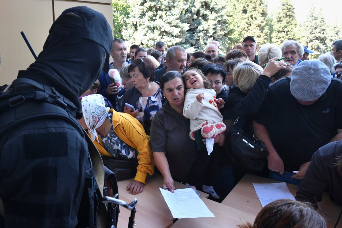 Evacuated people in the Kursk region queue to fill out the form for humanitarian aid at a humanitarian aid distribution center in Kursk, Russia, Wednesday, Aug. 14, 2024. (AP Photo) Evacuated people in the Kursk region queue to fill out the form for humanitarian aid at a humanitarian aid distribution center in Kursk, Russia, Wednesday, Aug. 14, 2024. (AP Photo)