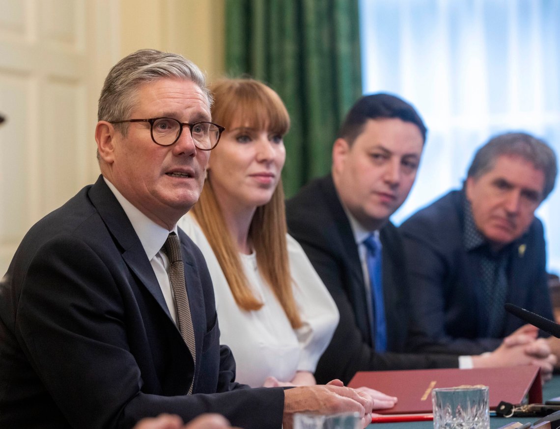 Britain's Prime Minister Keir Starmer hosts the first roundtable with regional UK mayors, at Downing Street, in London, Tuesday, July 9, 2024. Deputy Prime Minister Angela Rayner sits at center with Mayor of the Tees Valley Ben Houchen and Mayor of the Liverpool City Region Steve Rotheram. (Ian Vogler, Pool Photo via AP) Britain's Prime Minister Keir Starmer hosts the first roundtable with regional UK mayors, at Downing Street, in London, Tuesday, July 9, 2024. Deputy Prime Minister Angela Rayner sits at center with Mayor of the Tees Valley Ben Houchen and Mayor of the Liverpool City Region Steve Rotheram. (Ian Vogler, Pool Photo via AP)