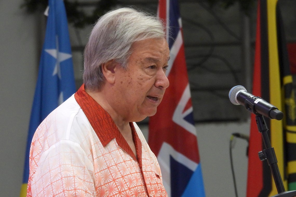 FNs generalsekretær António Guterres mener havet er i ferd med å flomme over. Foto: Charlotte Graham-McLay / AP / NTB FNs generalsekretær António Guterres mener havet er i ferd med å flomme over. Foto: Charlotte Graham-McLay / AP / NTB