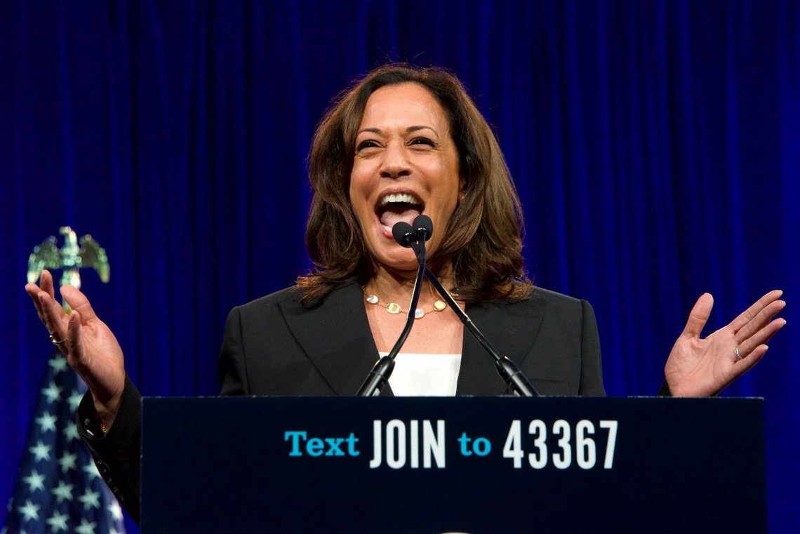 San Francisco, CA - 23. august 2019: Presidentkandidat Kamala Harris taler på Demokratenes landsmøte i San Francisco, California. Foto: Shutterstock by Sheila Fitzgerald, USA. San Francisco, CA - 23. august 2019: Presidentkandidat Kamala Harris taler på Demokratenes landsmøte i San Francisco, California. Foto: Shutterstock by Sheila Fitzgerald, USA.
