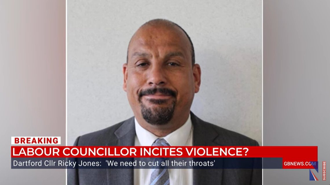Ricky Jones er suspendert fra sitt parti Labour og pågrepet av politiet. Stillbilde video/ GB News Ricky Jones er suspendert fra sitt parti Labour og pågrepet av politiet. Stillbilde video/ GB News