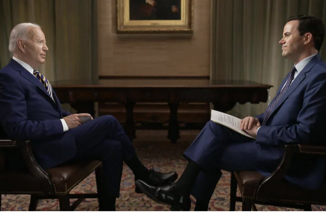 Joe Biden intervjues av Robert Costa fra CBS News. Stillbilde video Joe Biden intervjues av Robert Costa fra CBS News. Stillbilde video
