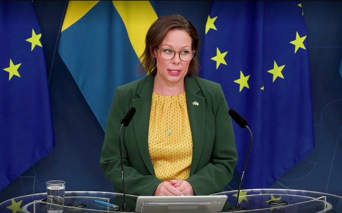 Migrasjonsminister Maria Malmer Stenergard. Videoklipp Migrasjonsminister Maria Malmer Stenergard. Videoklipp