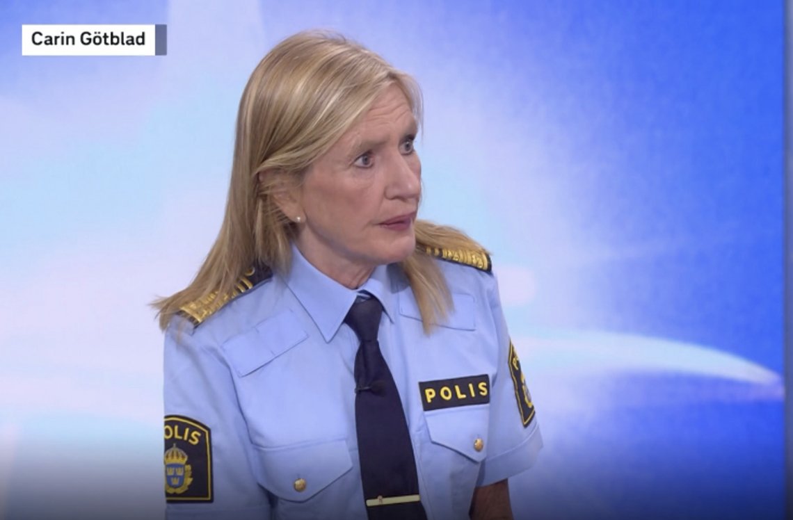 Politisjef av Noa Carin Götblad beskriver situasjonen i Sverige som «marerittaktig». Stillbilde SVT Politisjef av Noa Carin Götblad beskriver situasjonen i Sverige som «marerittaktig». Stillbilde SVT