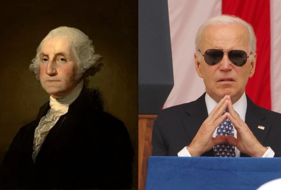 Foto: George Washington. Portrett ca. 1803. Wikimedia Commons. Foto: Arlington, VA - 29. mai 2023: USAs president Joe Biden venter på å holde sin minnetale på Arlington National Cemetery. Shutterstock av Philip Yabut, USA. Foto: George Washington. Portrett ca. 1803. Wikimedia Commons. Foto: Arlington, VA - 29. mai 2023: USAs president Joe Biden venter på å holde sin minnetale på Arlington National Cemetery. Shutterstock av Philip Yabut, USA.