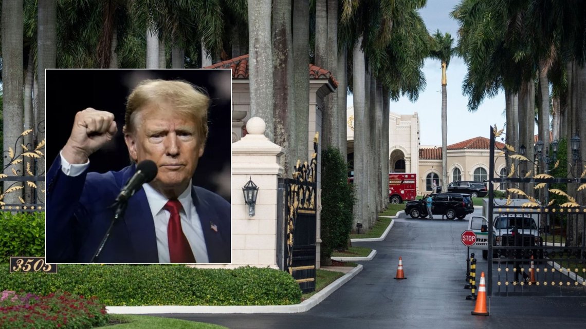 Skudd ble avfyrt utenfor Trumps golfklubb på West Balm Beach i Florida, i det Donald Trump forlot klubben, melder lokalt politi og Trump-kampanjen. Montasje: Stillbilde video/AFP Skudd ble avfyrt utenfor Trumps golfklubb på West Balm Beach i Florida, i det Donald Trump forlot klubben, melder lokalt politi og Trump-kampanjen. Montasje: Stillbilde video/AFP