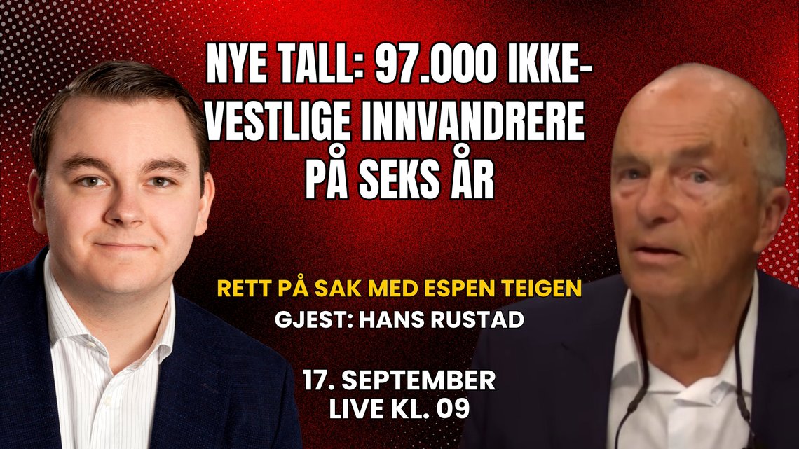 RETT PÅ SAK: Tirsdag 17. september handler sendingen om de som skylder på Trump for attentatforsøket og SSBs nye tall for ikke-vestlig innvandring. RETT PÅ SAK: Tirsdag 17. september handler sendingen om de som skylder på Trump for attentatforsøket og SSBs nye tall for ikke-vestlig innvandring.
