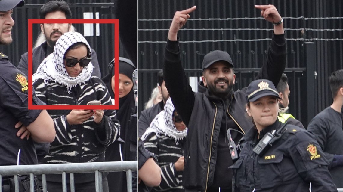Sofia Rana og Mohsan Raja var begge tilstede på motdemonstrasjonen mot SIAN på Haugenstua. Rana innfelt i rødt, og Raja viser finger til SIAN. Foto: SIANs videomateriale Sofia Rana og Mohsan Raja var begge tilstede på motdemonstrasjonen mot SIAN på Haugenstua. Rana innfelt i rødt, og Raja viser finger til SIAN. Foto: SIANs videomateriale