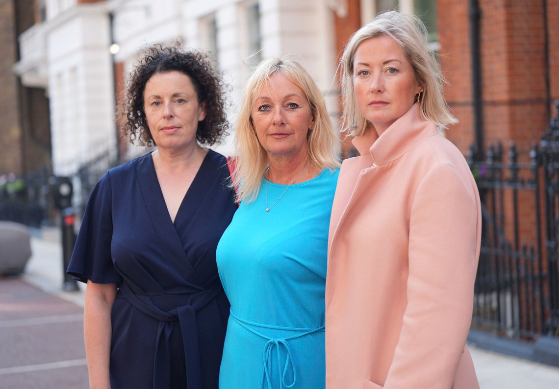 Three of Mr Al Fayed's accusers, left to right, Katherine (no surname given), Lindsay Mason and Gemma (no surname given), pose for a photograph after a press conference about the investigation and the legal claim against Harrods for failing to provide a safe system of work for their employees, at Kent House in Knightsbridge, London, Friday Sept. 20, 2024. (Yui Mok/PA via AP) Three of Mr Al Fayed's accusers, left to right, Katherine (no surname given), Lindsay Mason and Gemma (no surname given), pose for a photograph after a press conference about the investigation and the legal claim against Harrods for failing to provide a safe system of work for their employees, at Kent House in Knightsbridge, London, Friday Sept. 20, 2024. (Yui Mok/PA via AP)