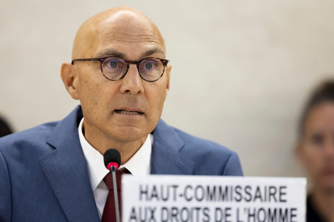 Verden kan gå en dystopisk framtid i møte, advarer FNs menneskerettssjef Volker Türk. Foto: Salvatore Di Nolfi/Keystone via AP / NTB Verden kan gå en dystopisk framtid i møte, advarer FNs menneskerettssjef Volker Türk. Foto: Salvatore Di Nolfi/Keystone via AP / NTB