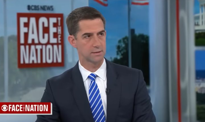 Senator Tom Cotton vil at USA skal la Israel knuse Hizbollah. Stillbilde video/ CBS
