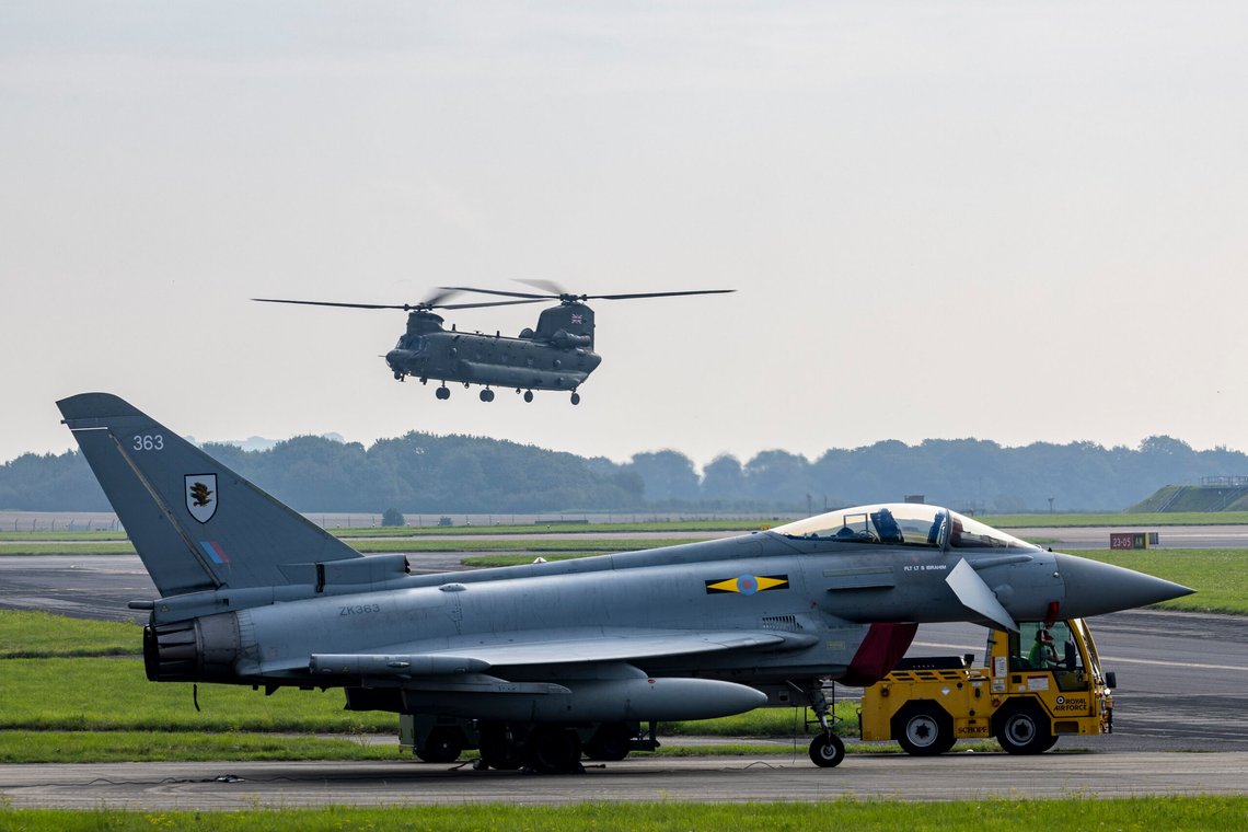 Britiske jagerfly av typen Typhoon gikk i luften fra Kypros da Iran angrep Israel, men hadde ingen mulighet til å bidra. Illustrasjonsfoto: Royal Air Force Britiske jagerfly av typen Typhoon gikk i luften fra Kypros da Iran angrep Israel, men hadde ingen mulighet til å bidra. Illustrasjonsfoto: Royal Air Force
