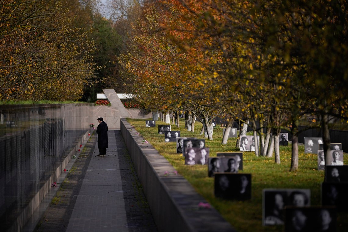 A man visits The Garden Of Memory memorial complex at Butovo firing range, an execution site outside of Moscow where more than 20000 prisoners were executed in 1937-1938, on the Remembrance Day for the victims of political repression in Russia, Wednesday, Oct. 30, 2024. (AP Photo/Pavel Bednyakov) A man visits The Garden Of Memory memorial complex at Butovo firing range, an execution site outside of Moscow where more than 20000 prisoners were executed in 1937-1938, on the Remembrance Day for the victims of political repression in Russia, Wednesday, Oct. 30, 2024. (AP Photo/Pavel Bednyakov)