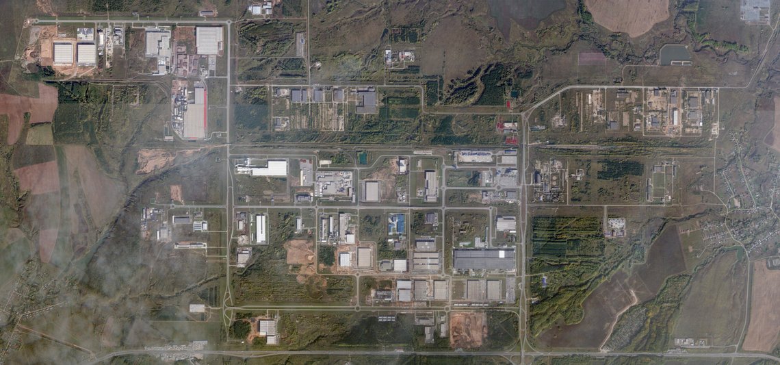 This satellite image from Planet Labs PBC shows buildings in Tatarstan's Alabuga Special Economic Zone, about 1,000 kilometers (600 miles) east of Moscow, on Sept. 28, 2024, 2 1/2 years after President Vladimir Putin invaded Ukraine. (Planet Labs PBC via AP) This satellite image from Planet Labs PBC shows buildings in Tatarstan's Alabuga Special Economic Zone, about 1,000 kilometers (600 miles) east of Moscow, on Sept. 28, 2024, 2 1/2 years after President Vladimir Putin invaded Ukraine. (Planet Labs PBC via AP)
