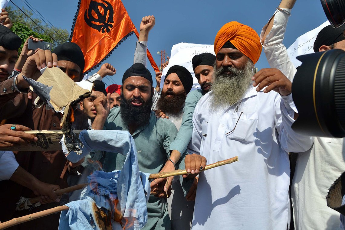 Sikher protesterer mot religiøs diskriminering, Pakistan 2017. Illustrasjonsfoto: Voice of America, Wikimedia Commons Sikher protesterer mot religiøs diskriminering, Pakistan 2017. Illustrasjonsfoto: Voice of America, Wikimedia Commons