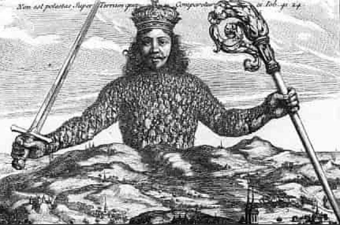 Utsnitt av forsiden til Thomas Hobbes' berømte verk Leviathan fra 1651. Foto: Public domain Utsnitt av forsiden til Thomas Hobbes' berømte verk Leviathan fra 1651. Foto: Public domain