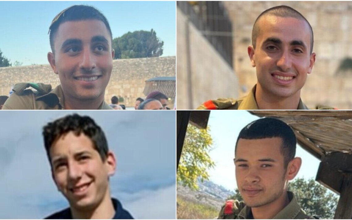 Sgt. Alon Amitay (top left,) Sgt. Omri Tamari (top right,) Sgt. Yosef Hieb (bottom right,) and Sgt. Yoav Agmon (bottom left) (Israel Defense Forces) Sgt. Alon Amitay (top left,) Sgt. Omri Tamari (top right,) Sgt. Yosef Hieb (bottom right,) and Sgt. Yoav Agmon (bottom left) (Israel Defense Forces)