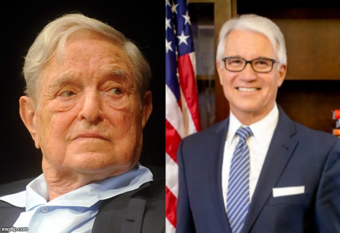Foto: George Soros, Wikimedia Commons. Offisielt portrett: Statsadvokat i Los Angeles, George Gascon. Kilde: Wikimedia Commons. Foto: George Soros, Wikimedia Commons. Offisielt portrett: Statsadvokat i Los Angeles, George Gascon. Kilde: Wikimedia Commons.