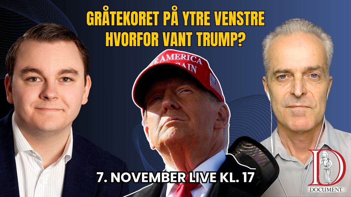 LIVE Kl. 17: Torsdag går vi gjennom tallene bak Trump-seieren, og panikkreaksjonen på venstresiden for Donald Trumps seier. LIVE Kl. 17: Torsdag går vi gjennom tallene bak Trump-seieren, og panikkreaksjonen på venstresiden for Donald Trumps seier.