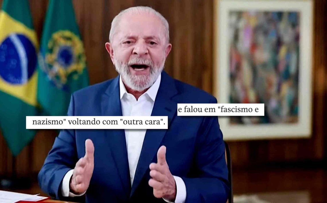 Foto: President Lulas YouTube-kanal/faksimile Folha de São Paulo. Foto: President Lulas YouTube-kanal/faksimile Folha de São Paulo.