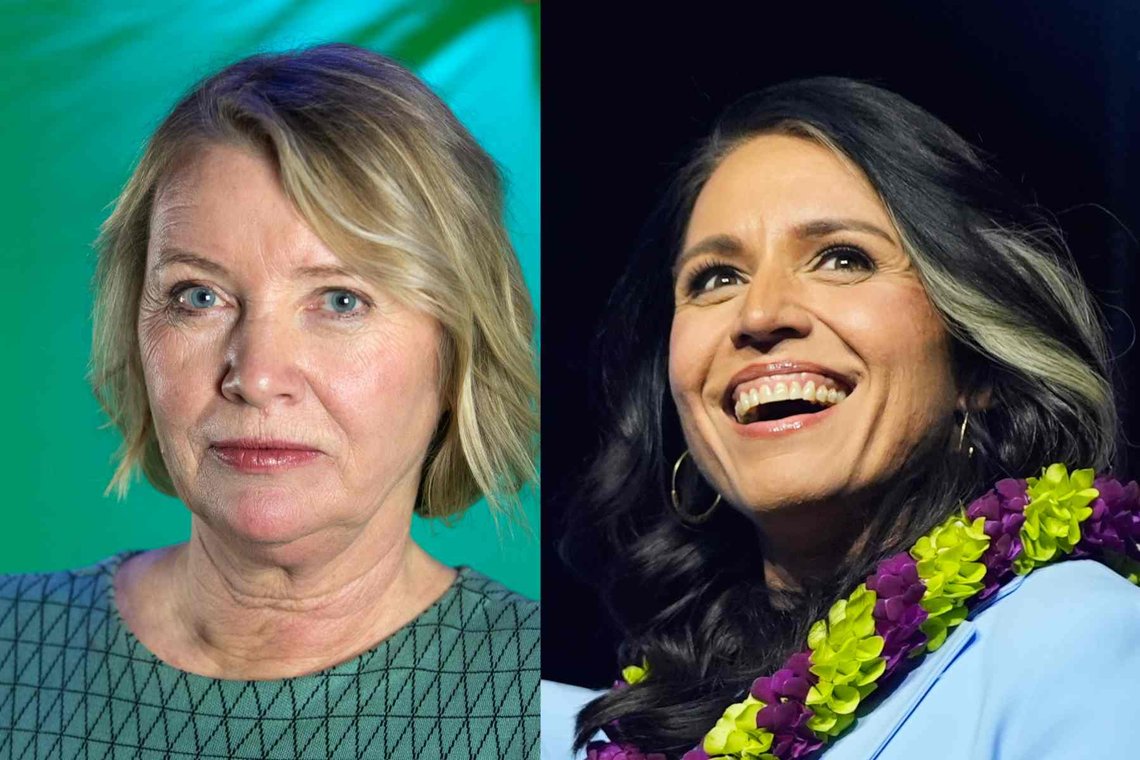 Marie Simonsen (t.v.) og Tulsi Gabbard. (Foto: Terje Bendiksby/NTB og Alex Brandon/AP.) Marie Simonsen (t.v.) og Tulsi Gabbard. (Foto: Terje Bendiksby/NTB og Alex Brandon/AP.)