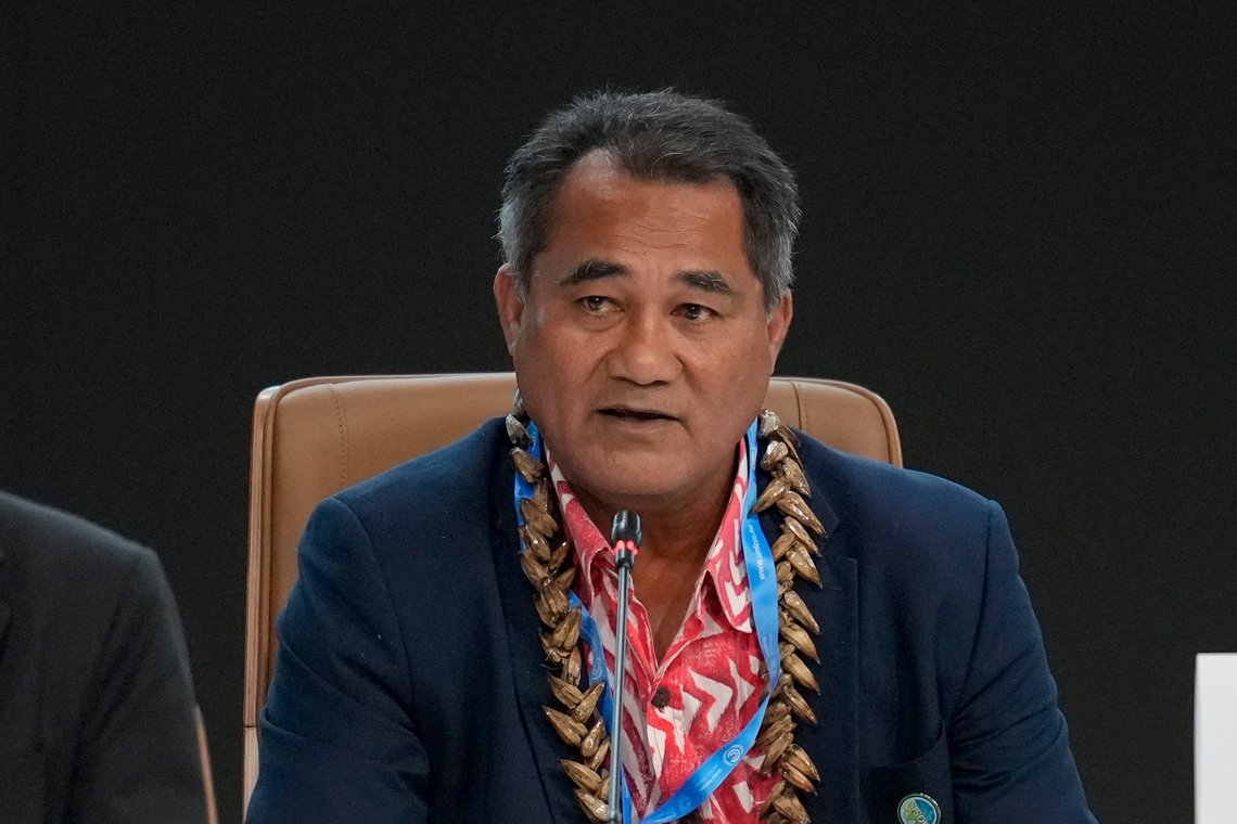 Toeolesulusulu Cedric Schuster, Samoa environment minister, attends a summit of the leaders of Small Islands Developing States, at the COP29 U.N. Climate Summit, Wednesday, Nov. 13, 2024, in Baku, Azerbaijan. (AP Photo/Rafiq Maqbool) Toeolesulusulu Cedric Schuster, Samoa environment minister, attends a summit of the leaders of Small Islands Developing States, at the COP29 U.N. Climate Summit, Wednesday, Nov. 13, 2024, in Baku, Azerbaijan. (AP Photo/Rafiq Maqbool)