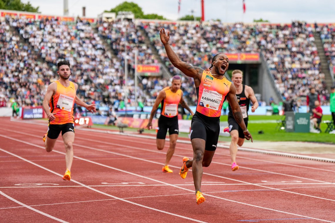 Salum Ageze Kashafali (foran) under 100 meter for para menn under Diamond League Bislett Games 2024 på Bislett Stadion.
Foto: Heiko Junge / NTB Salum Ageze Kashafali (foran) under 100 meter for para menn under Diamond League Bislett Games 2024 på Bislett Stadion.
Foto: Heiko Junge / NTB