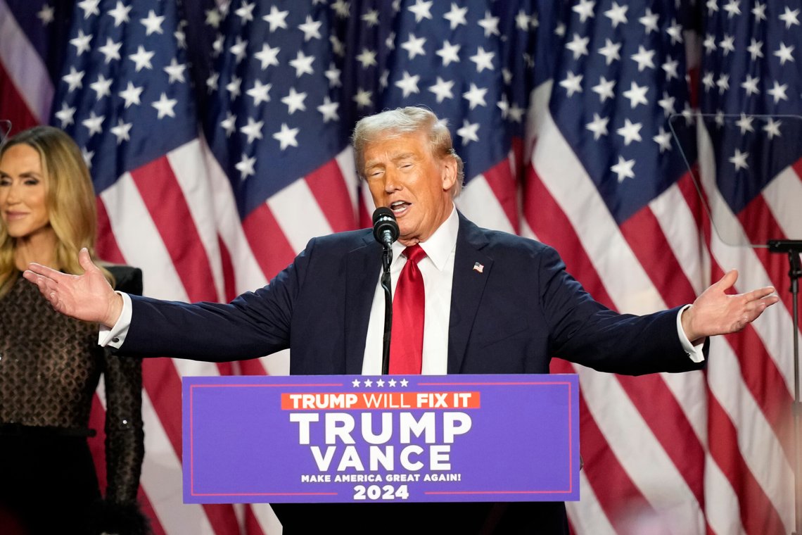 Donald Trump erklærer seier i USAs presidentvalg. Han omtaler valget som en stor seier for folket. Foto: Alex Brandon / AP / NTB Donald Trump erklærer seier i USAs presidentvalg. Han omtaler valget som en stor seier for folket. Foto: Alex Brandon / AP / NTB