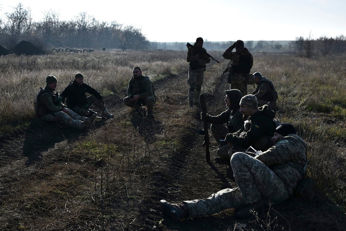 In this photo provided by the Ukraine's 65th Mechanised Brigade press service on Nov. 19, 2024, Ukrainian soldiers rest during a training at a polygon in Zaporizhzhia region, Ukraine. (Andriy Andriyenko/Ukraine's 65th Mechanised Brigade via AP) In this photo provided by the Ukraine's 65th Mechanised Brigade press service on Nov. 19, 2024, Ukrainian soldiers rest during a training at a polygon in Zaporizhzhia region, Ukraine. (Andriy Andriyenko/Ukraine's 65th Mechanised Brigade via AP)