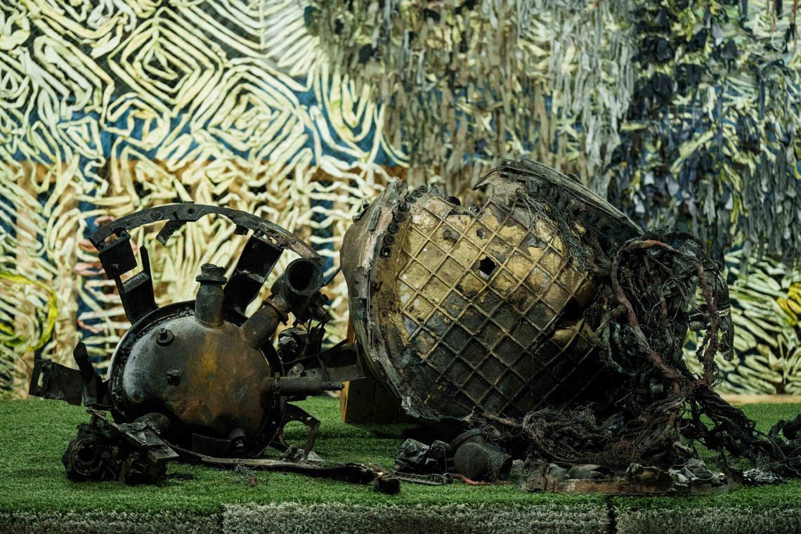 Fragments of a rocket which struck Dnipro on November 21 are seen at a center for forensic analysis in undisclosed location, Ukraine, Sunday Nov. 24, 2024. (AP Photo/Evgeniy Maloletka) Fragments of a rocket which struck Dnipro on November 21 are seen at a center for forensic analysis in undisclosed location, Ukraine, Sunday Nov. 24, 2024. (AP Photo/Evgeniy Maloletka)