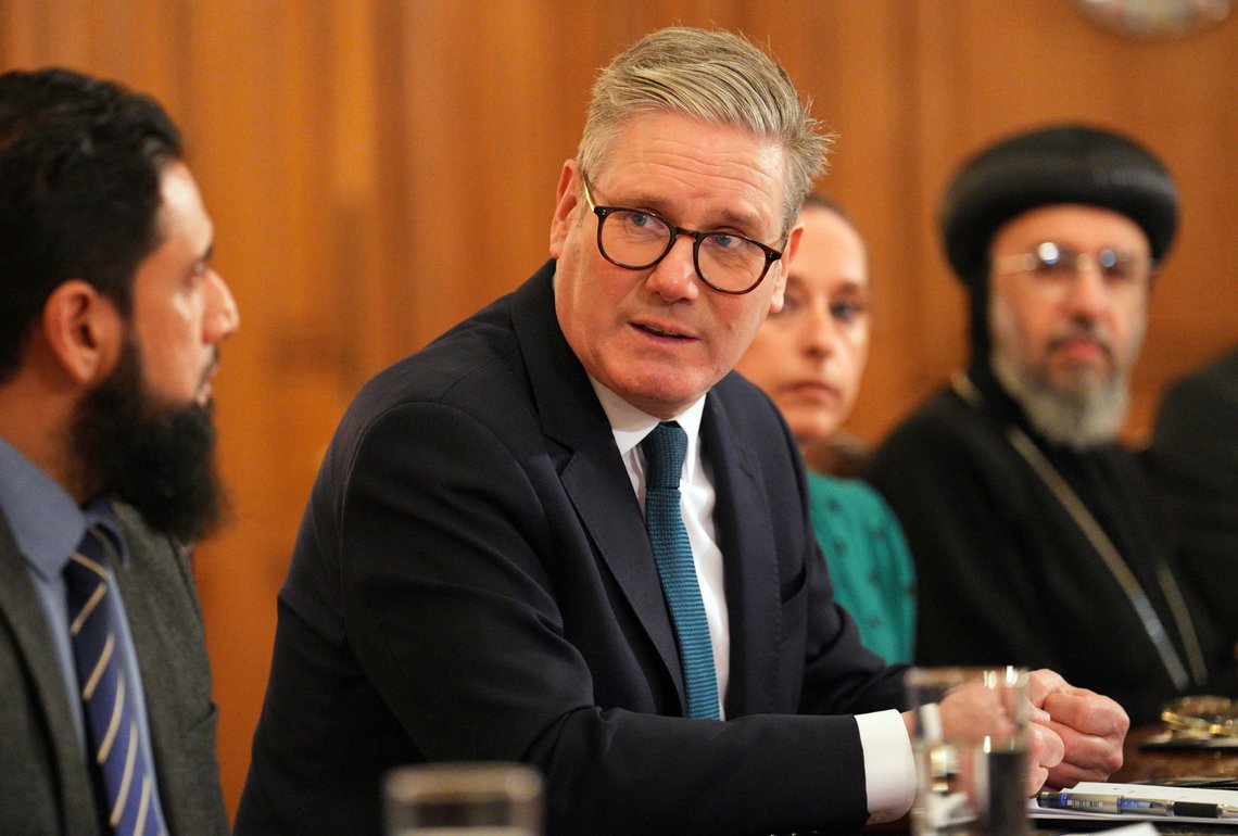 Britain's Prime Minister, Keir Starmer, center, speaks with religious leaders during a breakfast roundtable meeting for faith leaders as part of Inter Faith Week at 10 Downing Street, in London, Thursday, Nov. 14, 2024. (Carl Court/Pool Photo via AP) Britain's Prime Minister, Keir Starmer, center, speaks with religious leaders during a breakfast roundtable meeting for faith leaders as part of Inter Faith Week at 10 Downing Street, in London, Thursday, Nov. 14, 2024. (Carl Court/Pool Photo via AP)