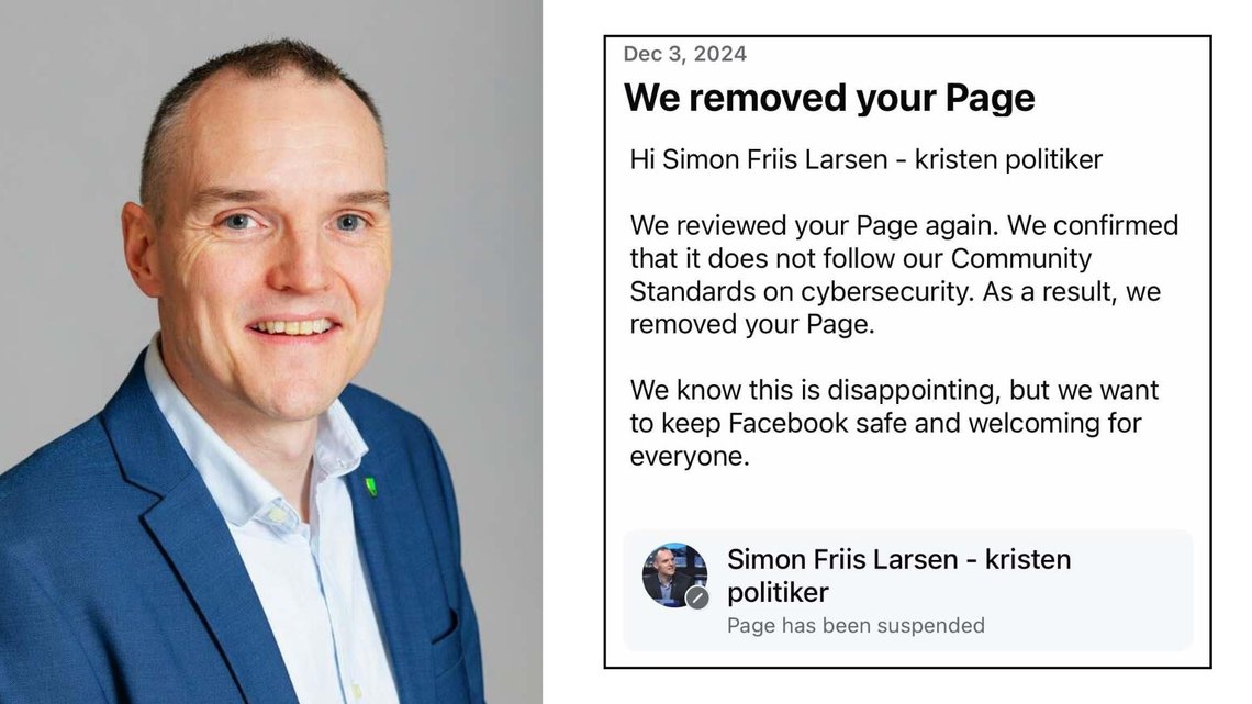 SLETTET: Konservativt-politiker Simon Friis Larsen fikk Facebook-siden sin fjernet etter han nådde 6400 følgere. Foto: Rælingen kommune SLETTET: Konservativt-politiker Simon Friis Larsen fikk Facebook-siden sin fjernet etter han nådde 6400 følgere. Foto: Rælingen kommune
