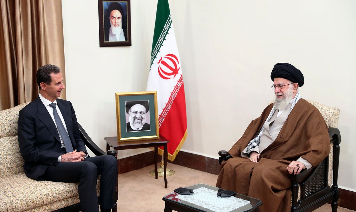 FILE - In this photo released by the official website of the office of the Iranian supreme leader, Supreme Leader Ayatollah Ali Khamenei, right, speaks with Syrian President Bashar Assad in a meeting in Tehran, Iran, Thursday, May 30, 2024. (Office of the Iranian Supreme Leader via AP, File) FILE - In this photo released by the official website of the office of the Iranian supreme leader, Supreme Leader Ayatollah Ali Khamenei, right, speaks with Syrian President Bashar Assad in a meeting in Tehran, Iran, Thursday, May 30, 2024. (Office of the Iranian Supreme Leader via AP, File)